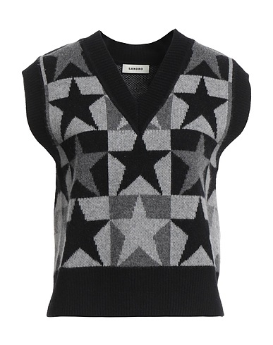 SANDRO Jumper Black 100% Wool, Polyamide, Elastane