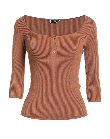 ELISABETTA FRANCHI Jumper Brown 57% Lyocell, 27% Silk, 16% Polyamide