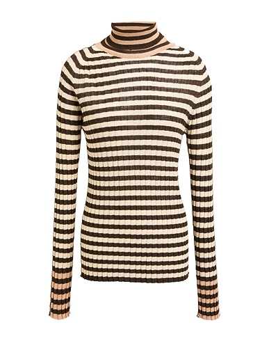 ALYSI Polo neck CRÈME Dark brown 50% Acrylic, 35% Merino Wool, 15% Viscose