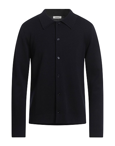 SANDRO Cardigan Midnight blue 70% Wool, 30% Acrylic, Polyamide, Elastane