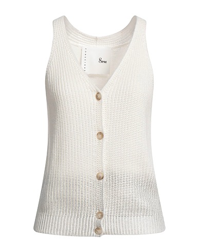 8PM Cardigan White 50% Cotton, 50% Acrylic