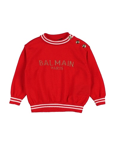 BALMAIN Pullover Rosso 100% Lana Vergine