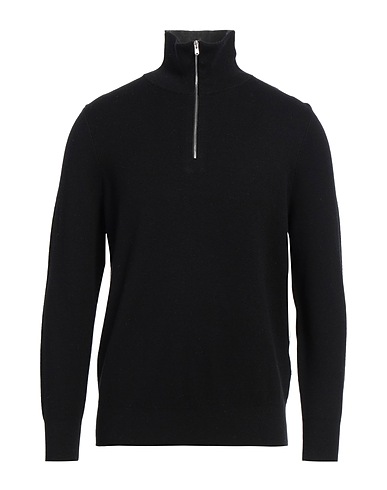 SANDRO Sweater with zip NERO 46% Wool, 46% Cotton, 7% Polyamide, 1% Elastane