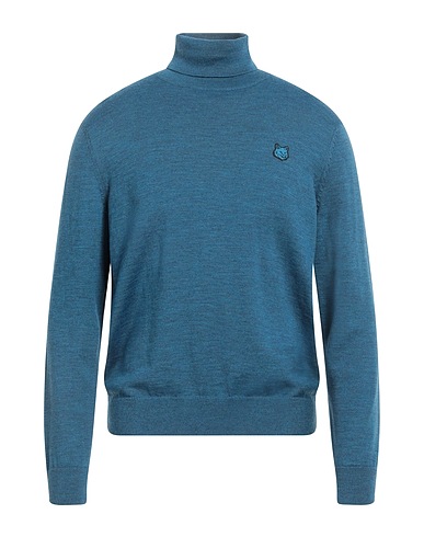 MAISON KITSUNÉ Polo neck Pastel blue 100% Wool