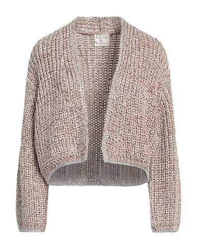 FORTE_FORTE Cardigan Beige 42% Cotton, 30% Viscose, 13% Metallic Polyester, 12% Wool, 3% Polyamide