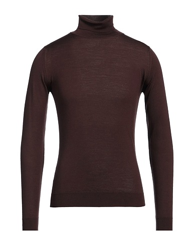 JOHN SMEDLEY Turtleneck Chocolate brown 100% Merino Wool