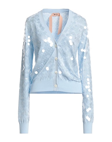 N°21 Cardigan Sky blue 100% Cotton, Mother-of-pearl, Polyester