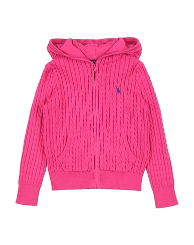 POLO RALPH LAUREN Cardigan Mini-Cable Cotton Full-Zip Hoodie
 Fuchsia 100% Cotton