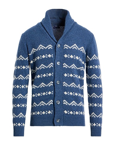 FEDELI Cardigan Slate blue 70% Wool, 30% Cashmere
