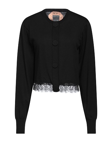 N°21 Cardigan Black 100% Cotton, Polyamide, Viscose
