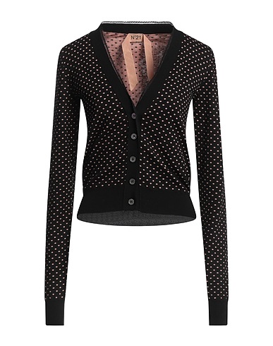 N°21 Cardigan Black 100% Cotton, Mother-of-pearl, Polyamide