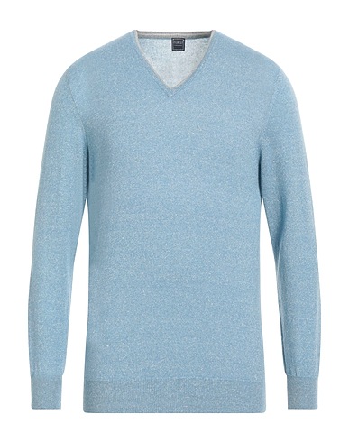 FEDELI Cashmere jumper Light blue 70% Cashmere, 30% Linen