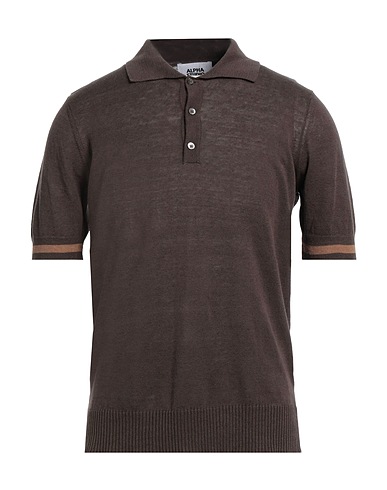 ALPHA STUDIO Jumper Dark brown 75% Linen, 25% Cotton