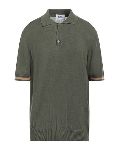 ALPHA STUDIO Jumper Military green 75% Linen, 25% Cotton
