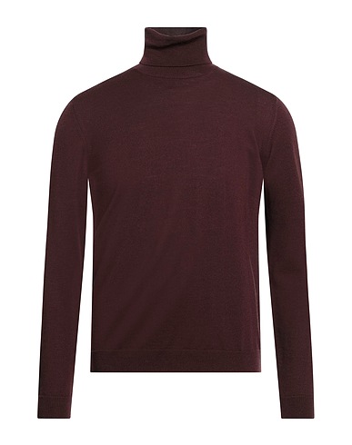 ROBERTO COLLINA Polo neck Chocolate brown 100% Merino Wool