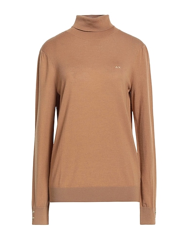 SUN 68 Polo neck Camel 100% Merino Wool