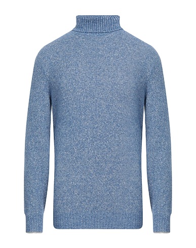 BRUNELLO CUCINELLI Polo neck Pastel blue 37% Alpaca wool, 30% Cotton, 26% Polyamide, 7% Wool