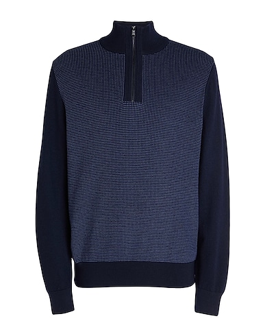 BOSS Sweater with zip Midnight blue 100% Virgin Wool