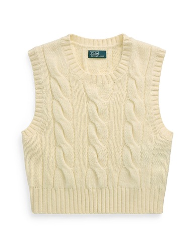 POLO RALPH LAUREN Jumper CROPPED CABLE WOOL-CASHMERE SWEATER Cream 80% Wool, 20% Cashmere