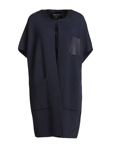 FABIANA FILIPPI Cardigan Midnight blue 100% Virgin Wool, Leather