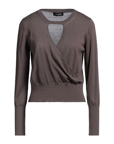 FABIANA FILIPPI Sweater Dark brown 53% Merino Wool, 47% Cotton, Ecobrass
