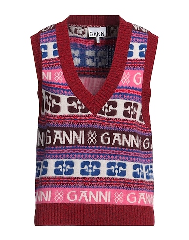 GANNI Sleeveless sweater Burgundy 45% Wool, 35% Recycled wool, 20% Recycled polyamide