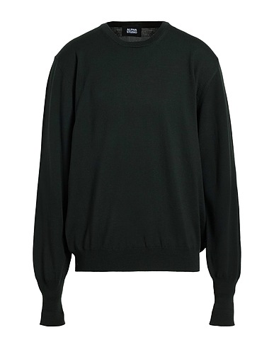 ALPHA STUDIO Pullover Dunkelgrün 100% Merinowolle