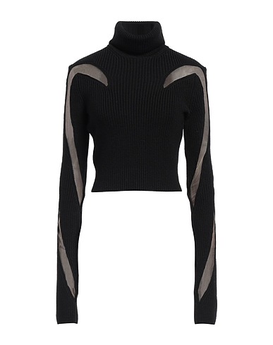 MUGLER Polo neck Black 99% Wool, 1% Polyamide, Rubber