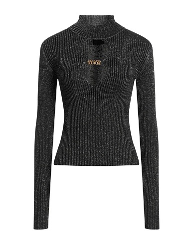 VERSACE JEANS COUTURE Polo neck Black 58% Viscose, 38% Polyamide, 4% Metallic Polyester