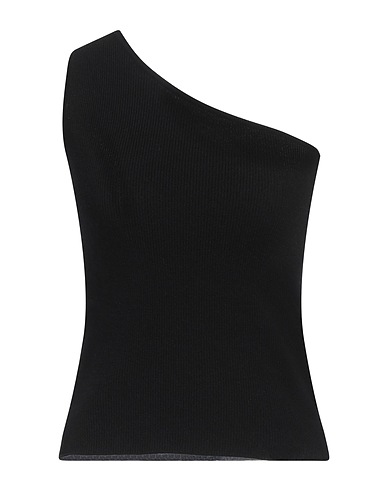 MAX MARA One-shoulder top Black 70% Wool, 30% Cashmere