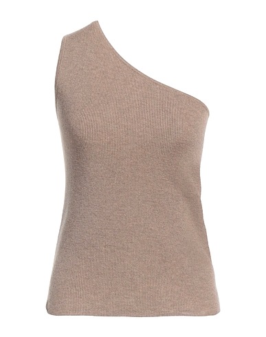 MAX MARA One-shoulder top Khaki 70% Wool, 30% Cashmere