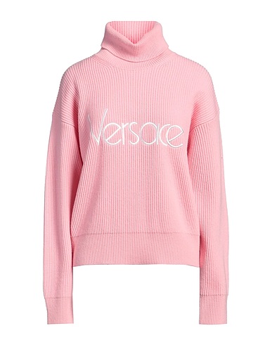 VERSACE Polo neck Pink 100% Virgin Wool, Viscose, Polyester
