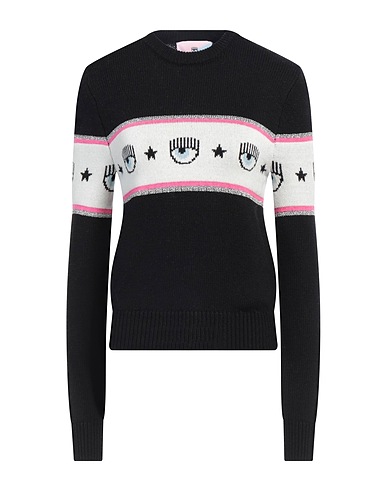 CHIARA FERRAGNI プルオーバー ブラック レーヨン 35% / ナイロン 31% / ウール 28% / カシミヤ 5% / 金属化ポリエステル 1%