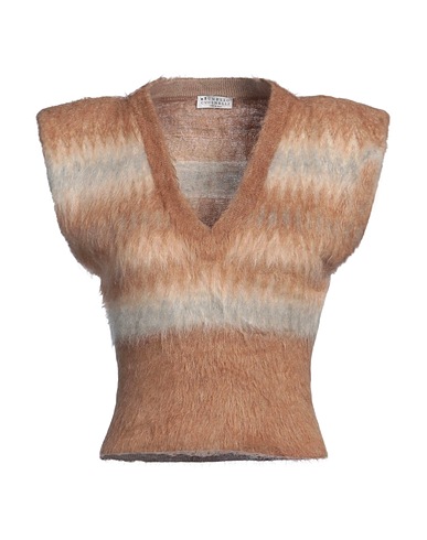 BRUNELLO CUCINELLI Sleeveless sweater Camel 50% Mohair wool, 36% Polyamide, 14% Wool, Virgin Wool, Cashmere