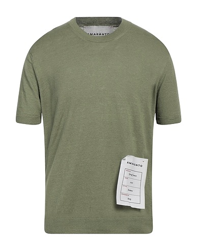 AMARANTO Pullover Verde militare 70% Lino, 30% Cotone