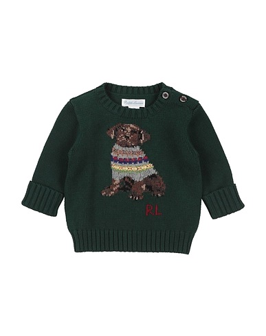 POLO RALPH LAUREN Πουλόβερ Σκούρο πράσινο 100% Βαμβάκι, Μαλλί, Άλλες ίνες