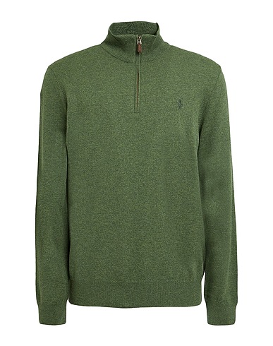 POLO RALPH LAUREN Jumper with zip Wool Quarter-Zip Sweater
 Military green 100% Wool