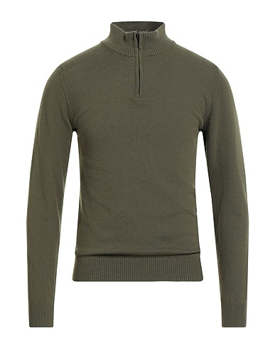 DANIELE FIESOLI Sweater with zip Military green 90% Wool, 10% Cashmere