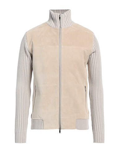 DANIELE FIESOLI Jumper with zip 50% Merino Wool, 50% Polyacrylic, Leather