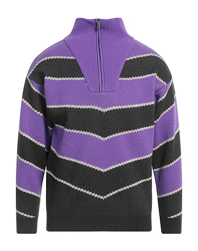 DANIELE FIESOLI Sweater with zip Purple 80% Merino Wool, 20% Polyamide