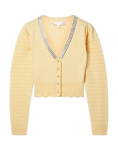 LOVESHACKFANCY Cardigan Giallo pastello 90% Lana, 10% Cachemire
