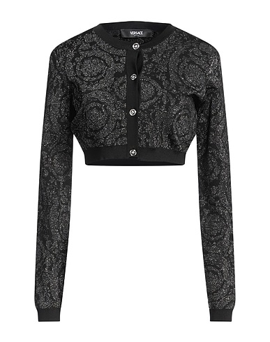 VERSACE Cardigan Black 84% Viscose, 7% Polyamide, 6% Metallic Polyester, 3% Elastane