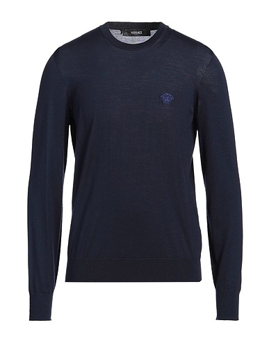 VERSACE Jumper Midnight blue 60% Wool, 30% Silk, 10% Cashmere, Polyester, Viscose
