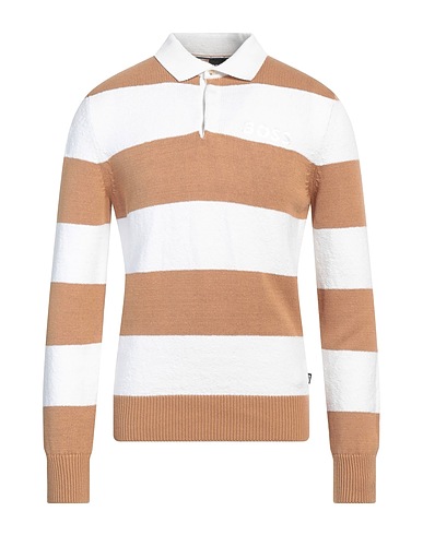 BOSS Jumper Sand 91% Cotton, 8% Polyamide, 1% Elastane