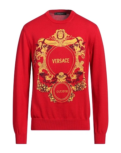 VERSACE Jumper Red 100% Cotton, Viscose, Polyester