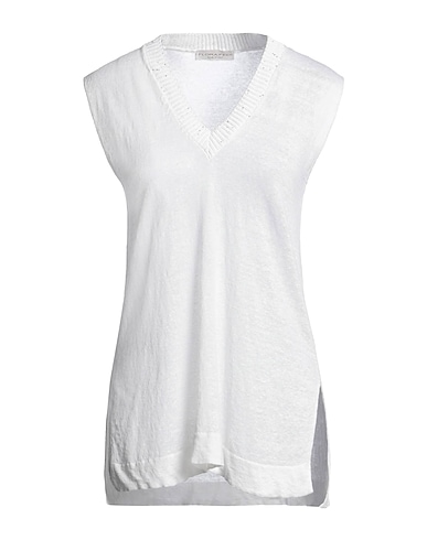 FLORA FEDI Jumper White 83% Linen, 15% Cotton, 2% Polyester
