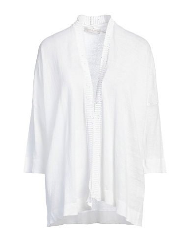 FLORA FEDI Cardigan White 83% Linen, 15% Cotton, 2% Polyester