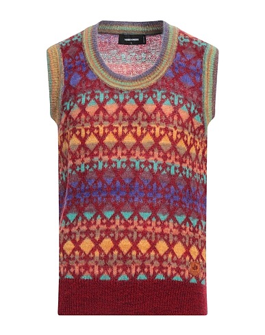 DSQUARED2 Sleeveless sweater Burgundy 43% Mohair wool, 31% Polyamide, 17% Alpaca wool, 9% Wool, Cow leather