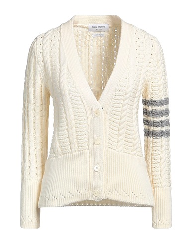 THOM BROWNE Cardigan Cream 100% Merino Wool