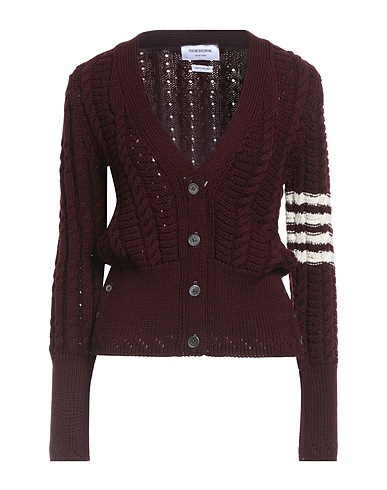 THOM BROWNE Strickjacke Pflaume 100% Merinowolle